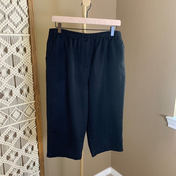 Alia Pull On Elastic Waist Crop Pants ~ Size 14P ~ Black ~ High Rise - Picture 1 of 8